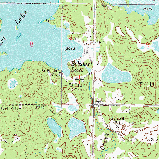 Topographic Map of Saint Paul Cemetery, ND