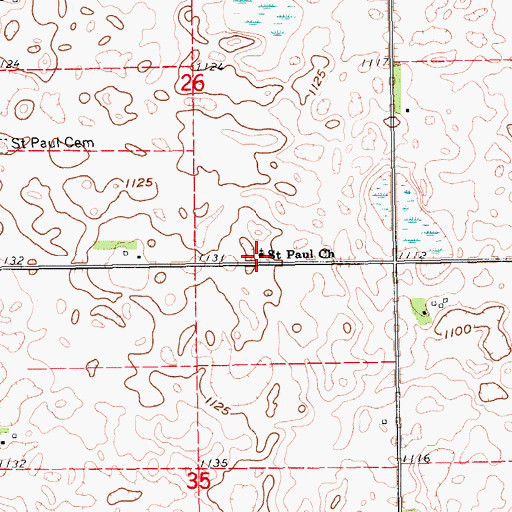 Topographic Map of Saint Paul Church, ND