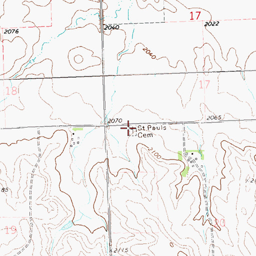 Topographic Map of Saint Pauls Lutheran Cemetery, ND
