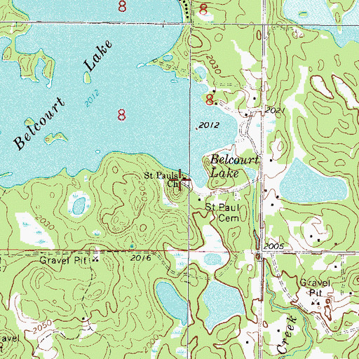 Topographic Map of Saint Pauls Church, ND