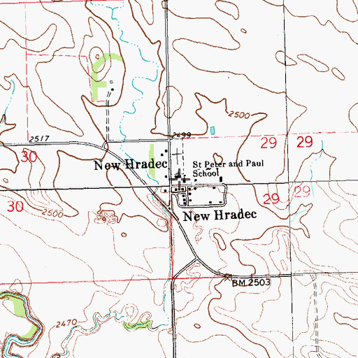 Topographic Map of Saints Peter and Paul School, ND
