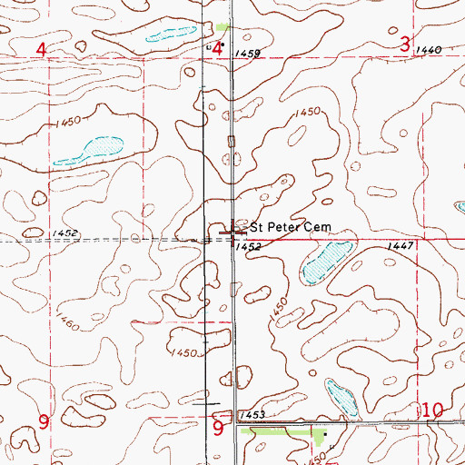 Topographic Map of Saint Peter Cemetery, ND