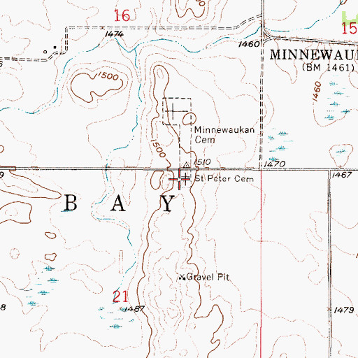 Topographic Map of Saint Peter Cemetery, ND