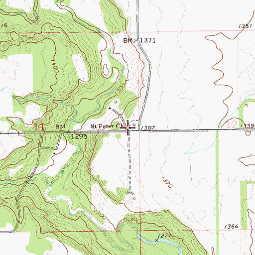 Topographic Map of Saint Peter Church, ND