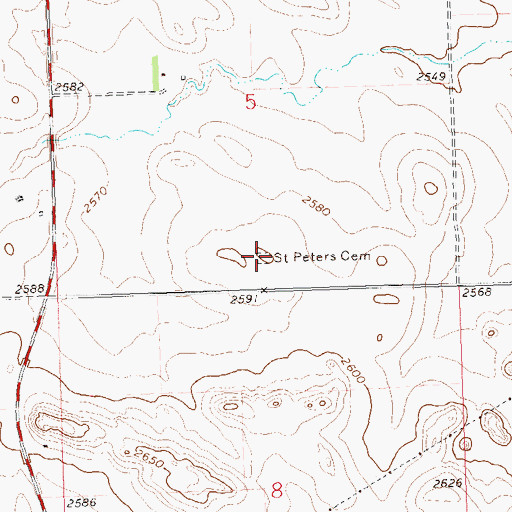 Topographic Map of Saint Peters Cemetery, ND