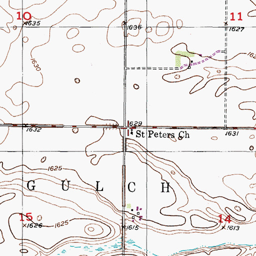Topographic Map of Saint Peters Church, ND