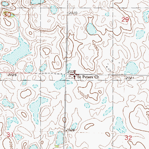 Topographic Map of Saint Peters Church, ND