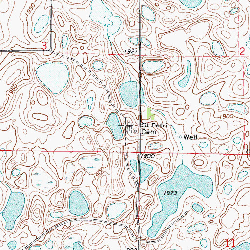 Topographic Map of Saint Petri Cemetery, ND