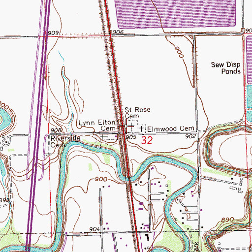 Topographic Map of Saint Rose Cemetery, ND