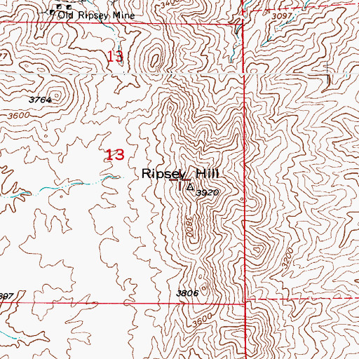 Topographic Map of Ripsey Hill, AZ