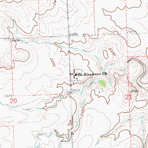 Topographic Map of Saint Stephens Church, ND