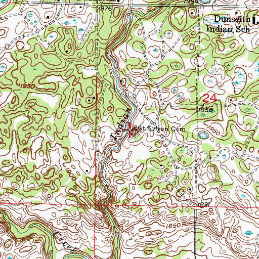 Topographic Map of Saint Sylvan Cemetery, ND