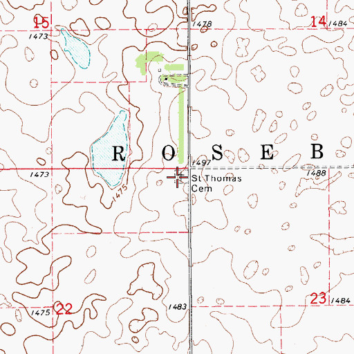 Topographic Map of Saint Thomas Cemetery, ND