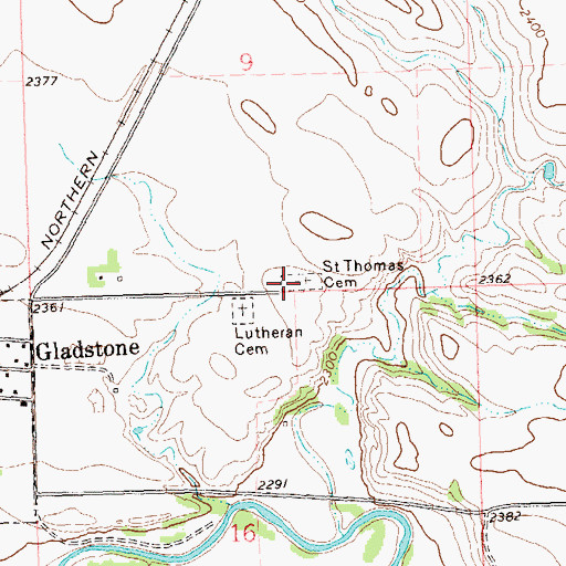 Topographic Map of Saint Thomas Cemetery, ND