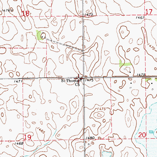 Topographic Map of Saint Thomas Church, ND