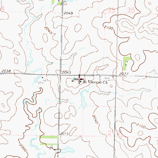 Topographic Map of Saint Vincent Church, ND