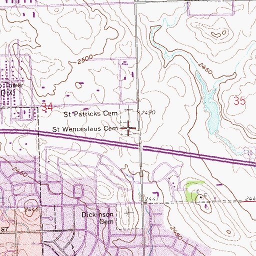 Topographic Map of Saint Wenceslaus Cemetery, ND