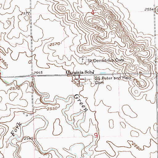Topographic Map of Saint Peter and Paul Ukrainian Orthodox Cemetery, ND