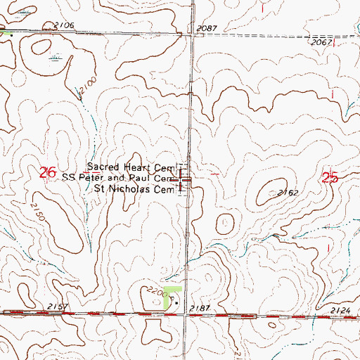 Topographic Map of Saints Peter and Paul Cemetery, ND