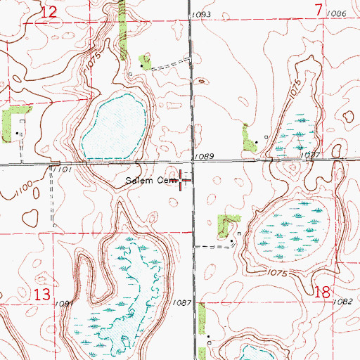 Topographic Map of Salem Cemetery, ND