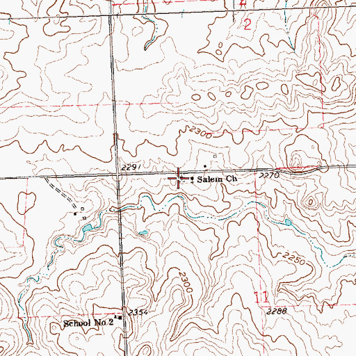 Topographic Map of Salem Church, ND