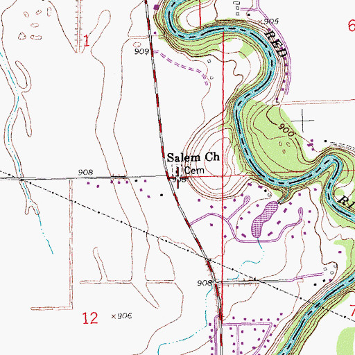 Topographic Map of Salem Lutheran Church (historical), ND