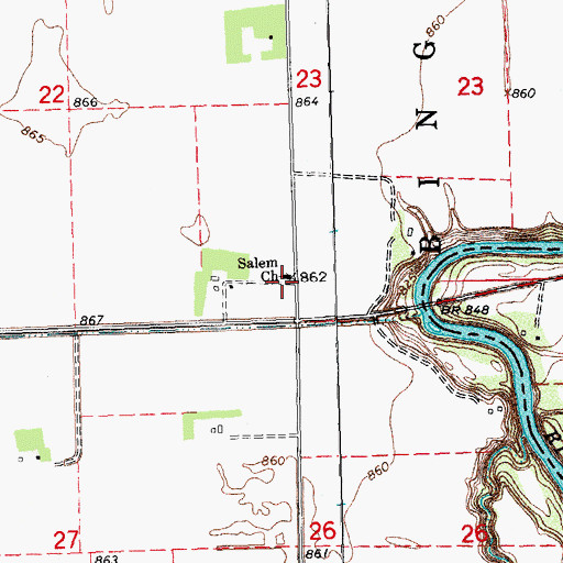 Topographic Map of Salem Church, ND