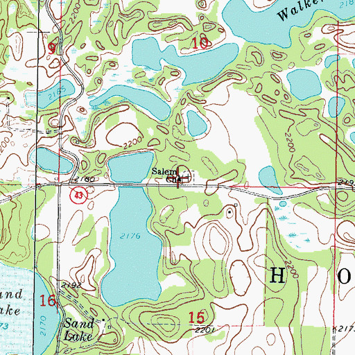 Topographic Map of Salem Church, ND