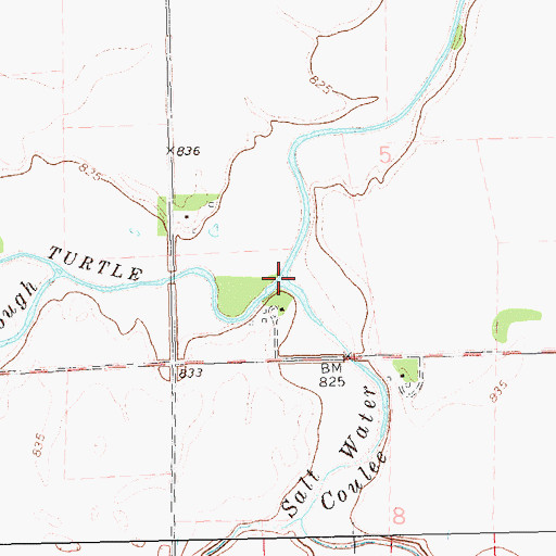 Topographic Map of Salt Water Coulee, ND