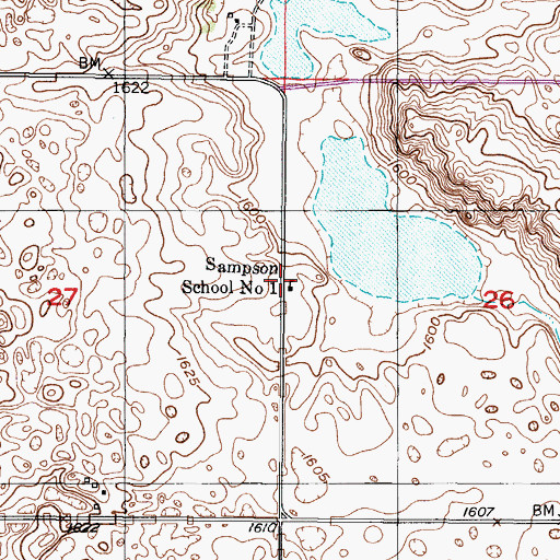 Topographic Map of Sampson School Number 1, ND