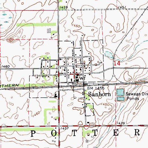 Topographic Map of Sanborn, ND