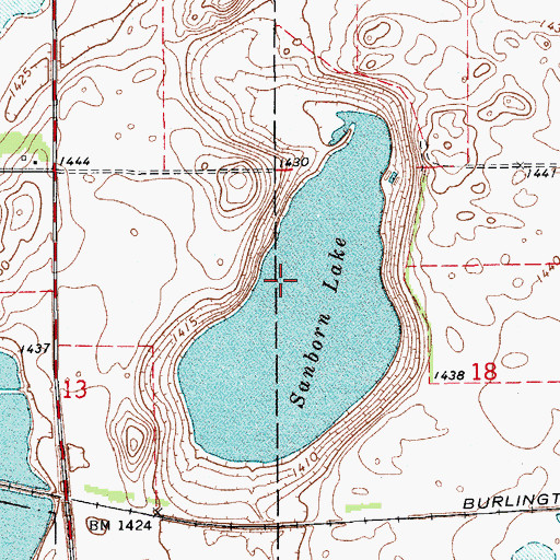 Topographic Map of Sanborn Lake, ND