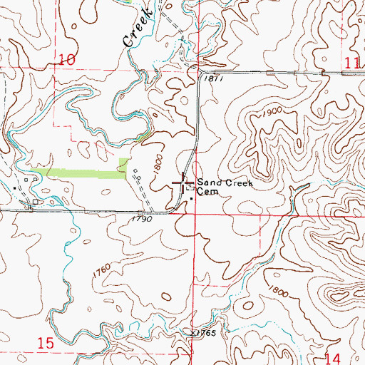 Topographic Map of Sand Creek Cemetery, ND
