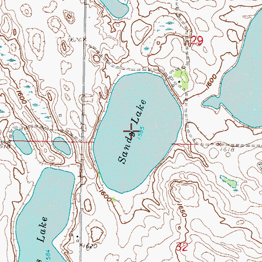 Topographic Map of Sand Lake, ND