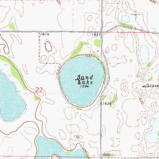 Topographic Map of Sand Lake, ND