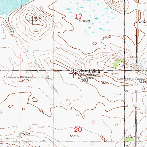 Topographic Map of Sand School, ND