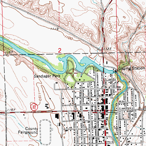 Topographic Map of Sandager Park, ND