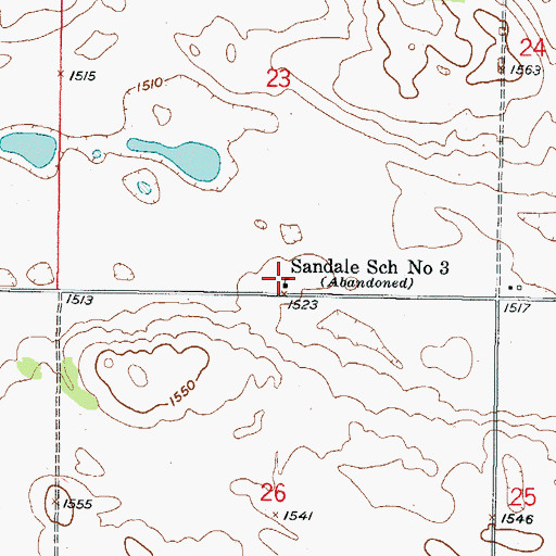 Topographic Map of Sandale School Number 3, ND