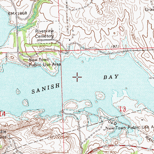 Topographic Map of Sanish Bay, ND