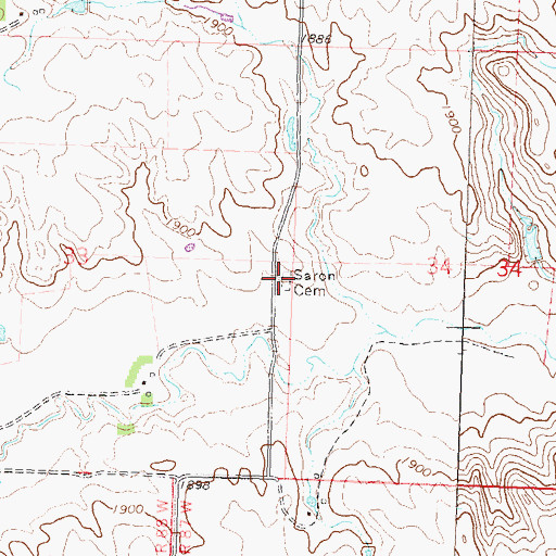 Topographic Map of Zaron Cemetery, ND