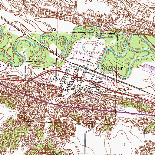 Topographic Map of Sawyer, ND