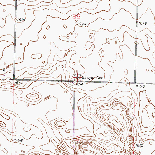 Topographic Map of Sawyer Cemetery, ND