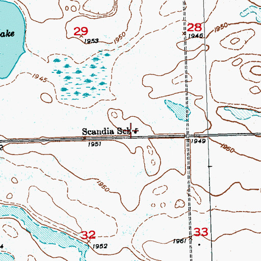 Topographic Map of Scandia School, ND