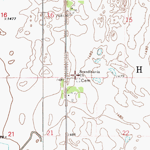 Topographic Map of Scandinavia Church, ND