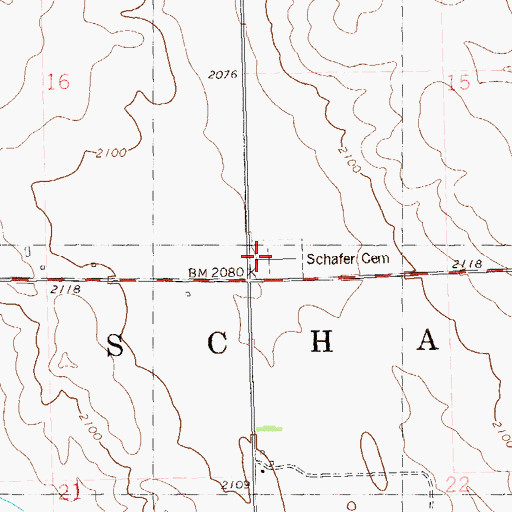 Topographic Map of Schafer Cemetery, ND