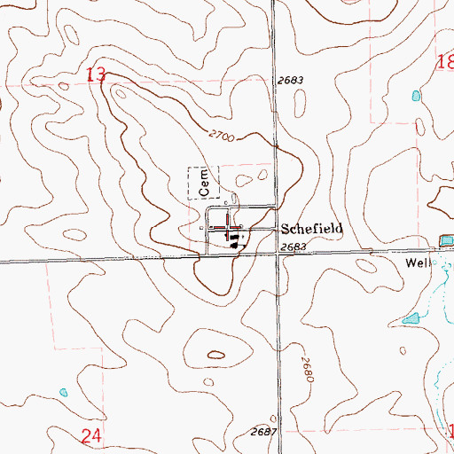 Topographic Map of Schefield, ND