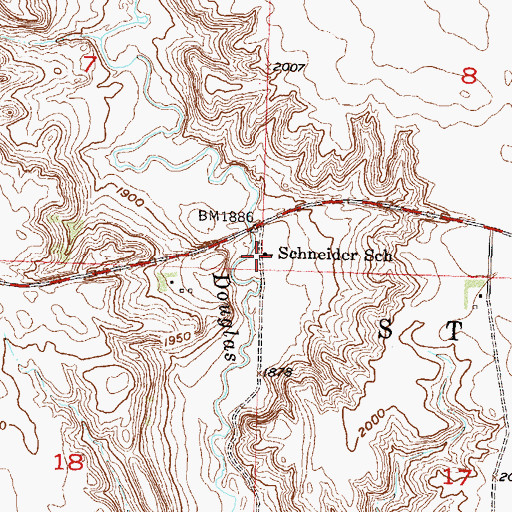 Topographic Map of Schneider School, ND