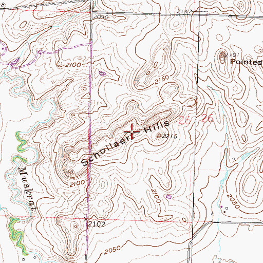Topographic Map of Schollaert Hills, ND