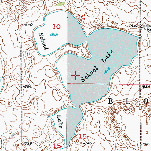 Topographic Map of School Lake, ND