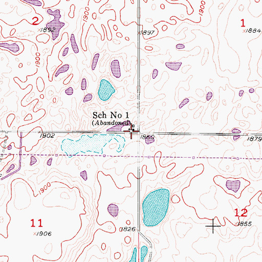 Topographic Map of School Number 1, ND